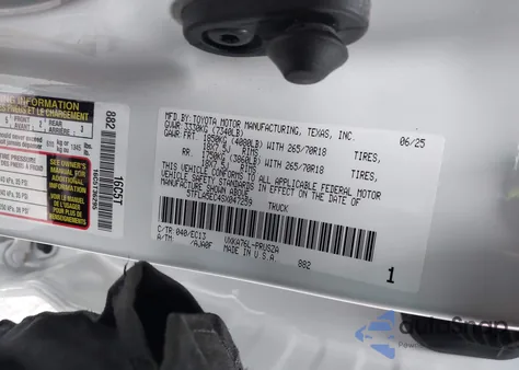 2025 Toyota Tundra Sr5 z USA, uszkodzony, nr VIN 5TFLA5EC4SX047259